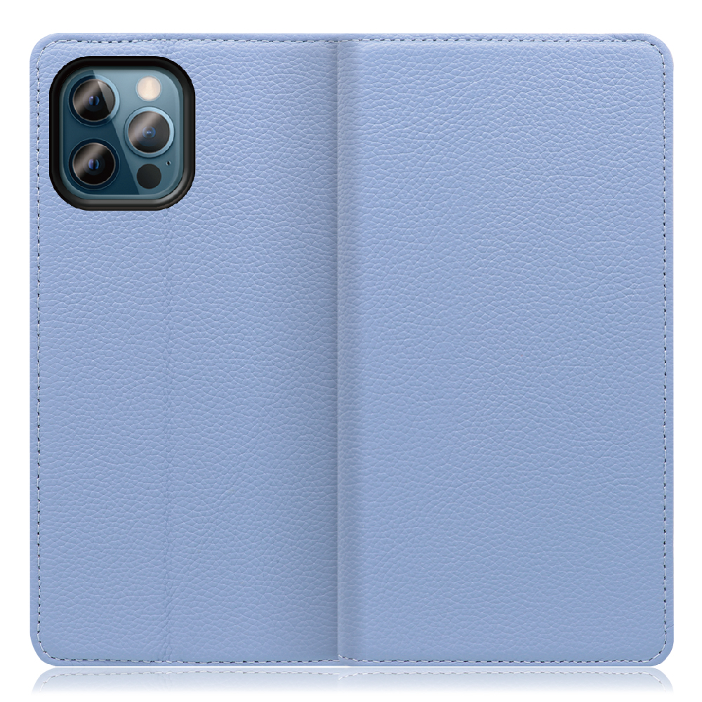 LOOF Pastel Series iPhone 12 / 12 Pro [ブルー] 丈夫な本革 お手入れ不要 手帳型ケース カード収納 幅広ポケット ベルトなし