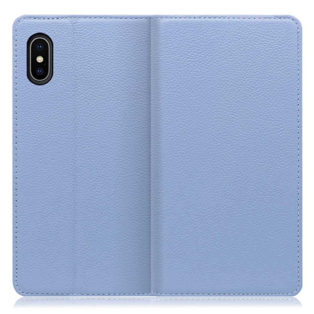 LOOF Pastel iPhone X / XS 用 [ブルー] 丈夫な本革 お手入れ不要 手帳型ケース カード収納 幅広ポケット ベルトなし