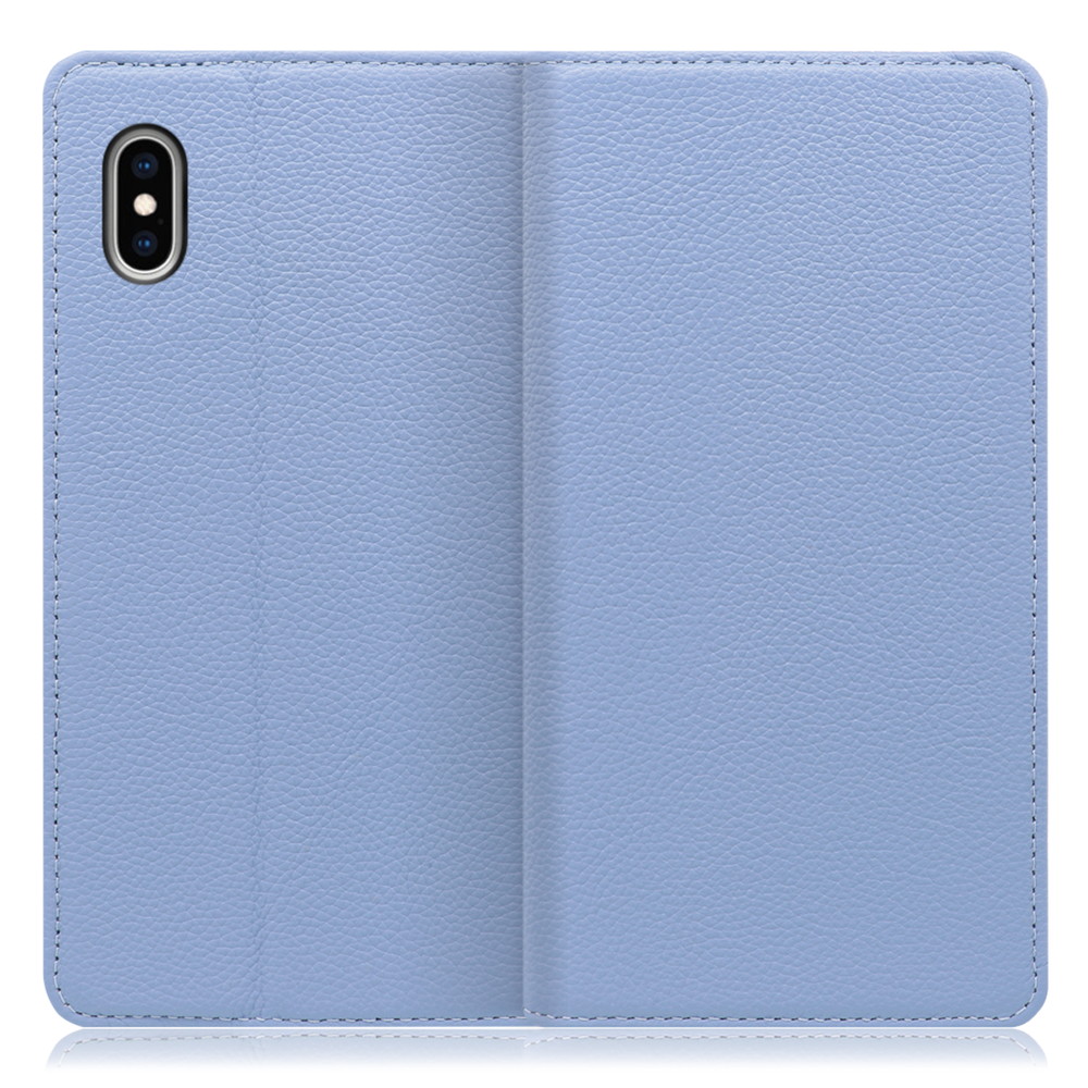 LOOF Pastel iPhone XS Max 用 [ブルー] 丈夫な本革 お手入れ不要 手帳型ケース カード収納 幅広ポケット ベルトなし