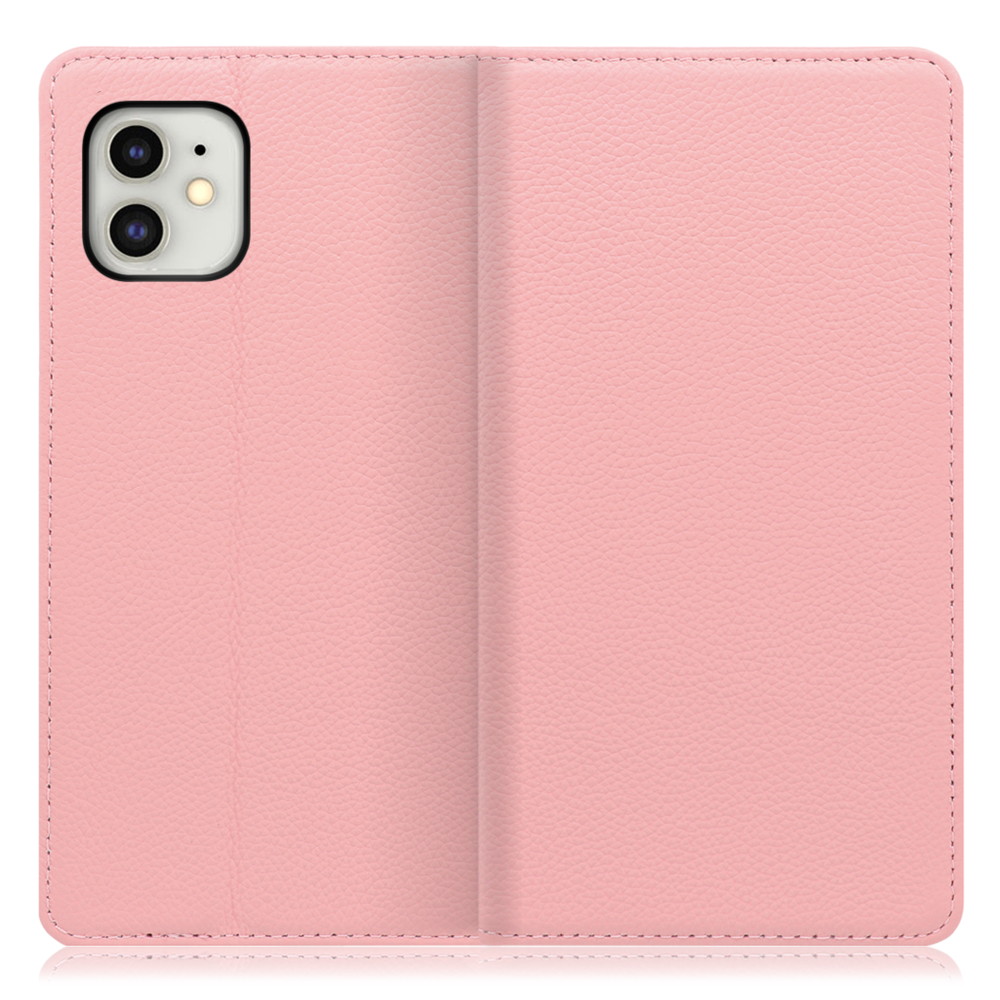 LOOF Pastel iPhone 11 用 [ピンク] 丈夫な本革 お手入れ不要 手帳型ケース カード収納 幅広ポケット ベルトなし