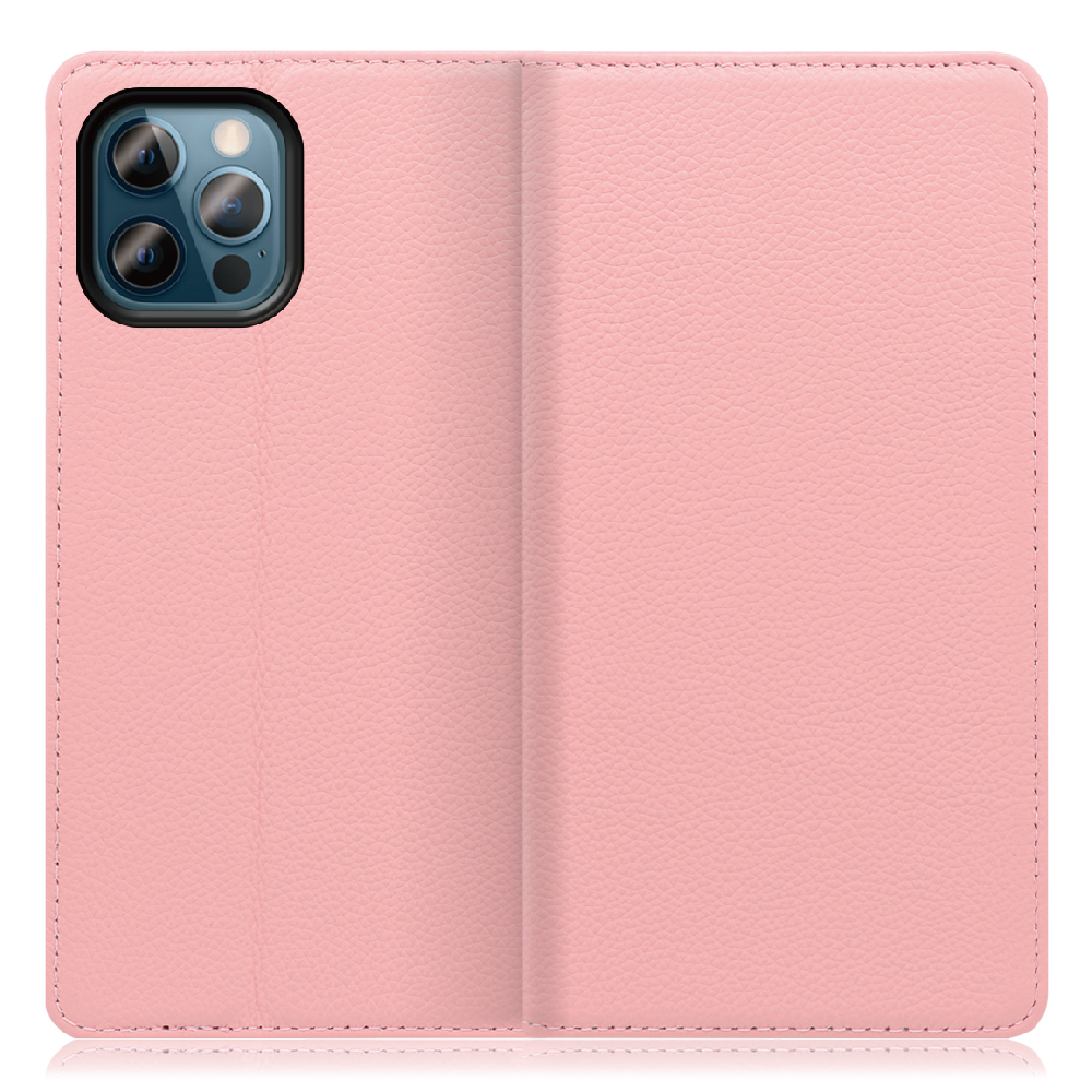 LOOF Pastel Series iPhone 12 / 12 Pro [ピンク] 丈夫な本革 お手入れ不要 手帳型ケース カード収納 幅広ポケット ベルトなし