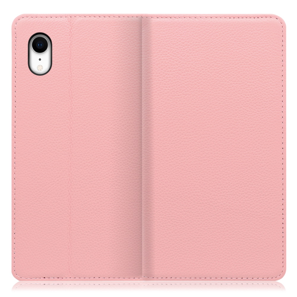 LOOF Pastel iPhone XR 用 [ピンク] 丈夫な本革 お手入れ不要 手帳型ケース カード収納 幅広ポケット ベルトなし