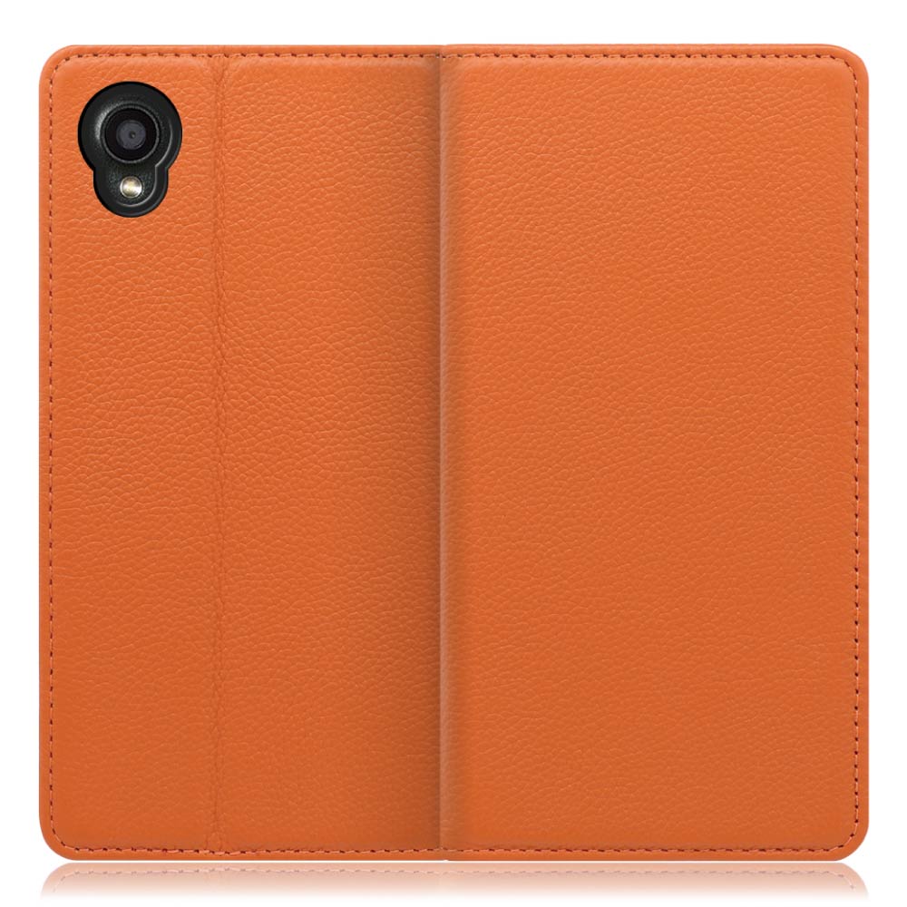 LOOF Pastel Series DIGNO BX2 [オレンジ] 丈夫な本革 お手入れ不要 手帳型ケース カード収納 幅広ポケット ベルトなし
