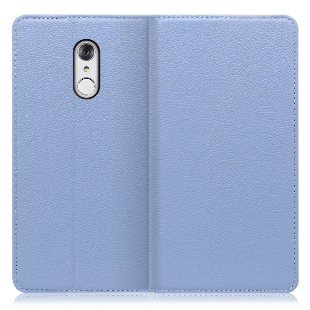 LOOF Pastel LG style / L-03K 用 [ブルー] 丈夫な本革 お手入れ不要 手帳型ケース カード収納 幅広ポケット ベルトなし