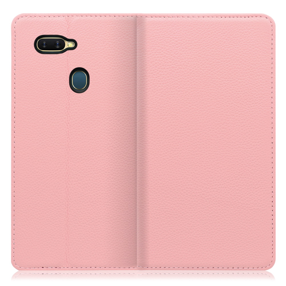 LOOF Pastel OPPO AX7 用 [ピンク] 丈夫な本革 お手入れ不要 手帳型ケース カード収納 幅広ポケット ベルトなし