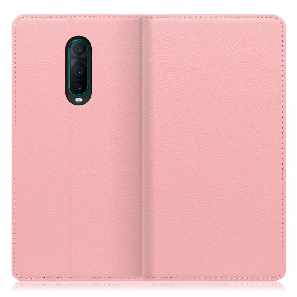 LOOF Pastel OPPO R17 Pro 用 [ピンク] 丈夫な本革 お手入れ不要 手帳型ケース カード収納 幅広ポケット ベルトなし
