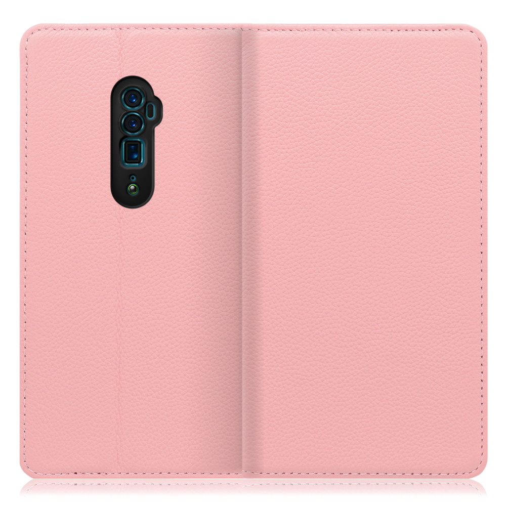 LOOF Pastel OPPO Reno 10x Zoom 用 [ピンク] 丈夫な本革 お手入れ不要 手帳型ケース カード収納 幅広ポケット ベルトなし