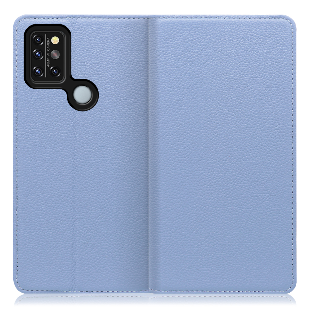 LOOF Pastel UMIDIGI A9 Pro 用 [ブルー] 丈夫な本革 お手入れ不要 手帳型ケース カード収納 幅広ポケット ベルトなし