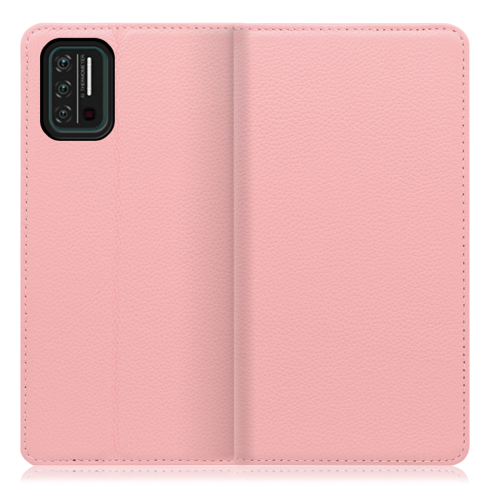 LOOF Pastel UMIDIGI A7S 用 [ピンク] 丈夫な本革 お手入れ不要 手帳型ケース カード収納 幅広ポケット ベルトなし