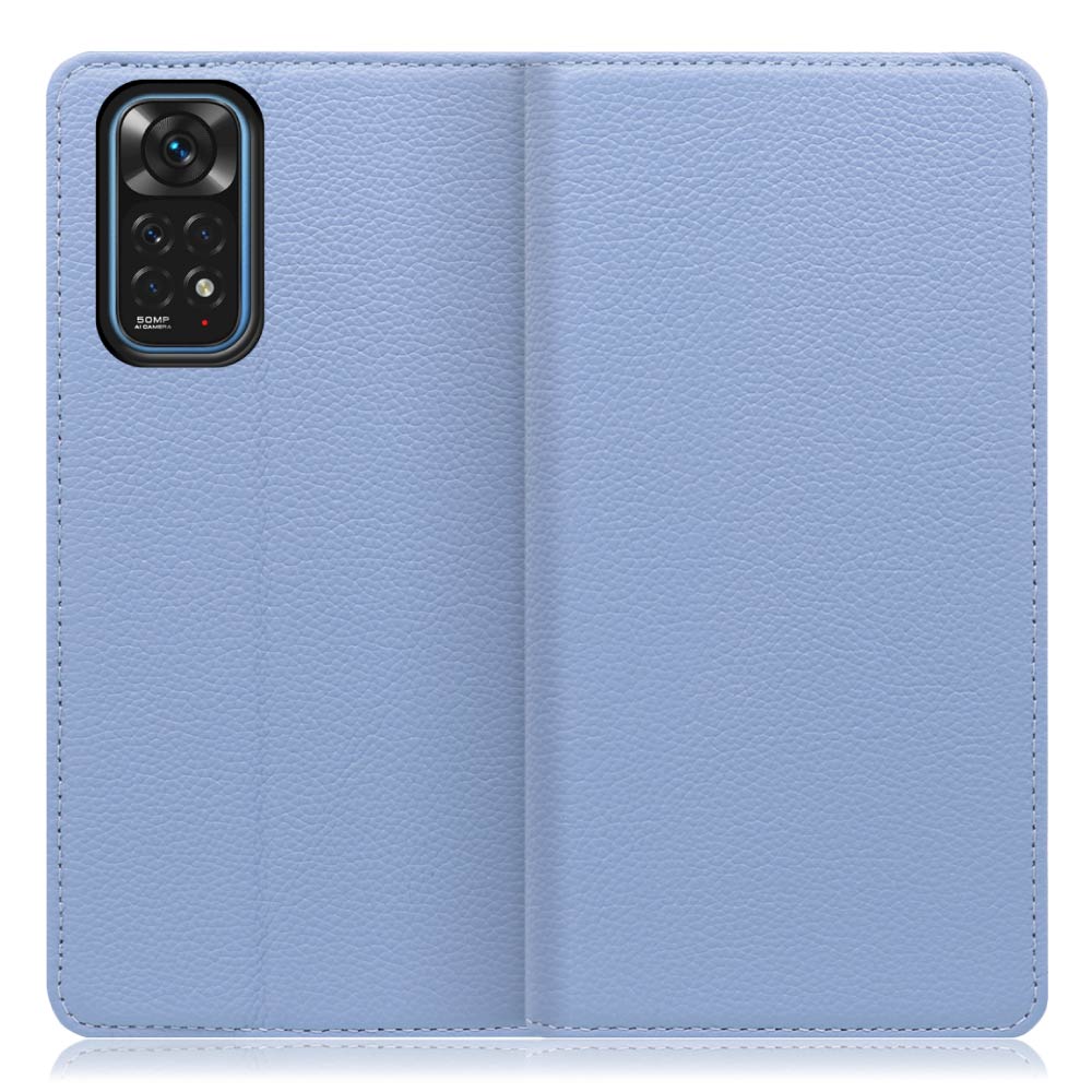 LOOF Pastel Xiaomi Redmi Note 11 用 [ブルー] 丈夫な本革 お手入れ不要 手帳型ケース カード収納 幅広ポケット ベルトなし