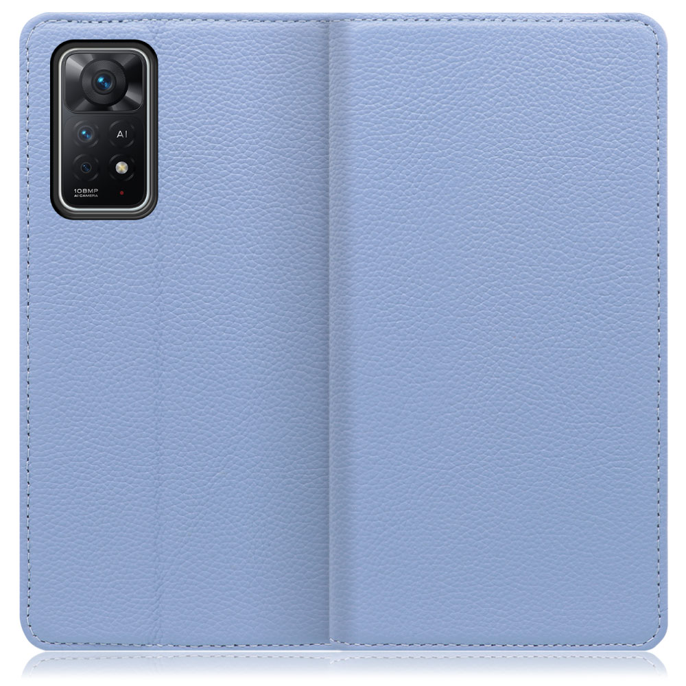 LOOF Pastel Xiaomi Redmi Note 11 Pro 5G 用 [ブルー] 丈夫な本革 お手入れ不要 手帳型ケース カード収納 幅広ポケット ベルトなし