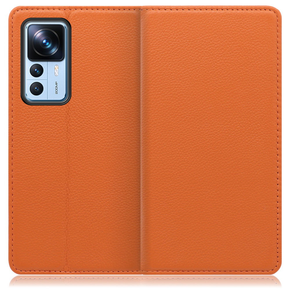 LOOF Pastel Series Xiaomi 12T Pro シャオミー 用 [オレンジ] 丈夫な本革 お手入れ不要 手帳型ケース カード収納 幅広ポケット ベルトなし