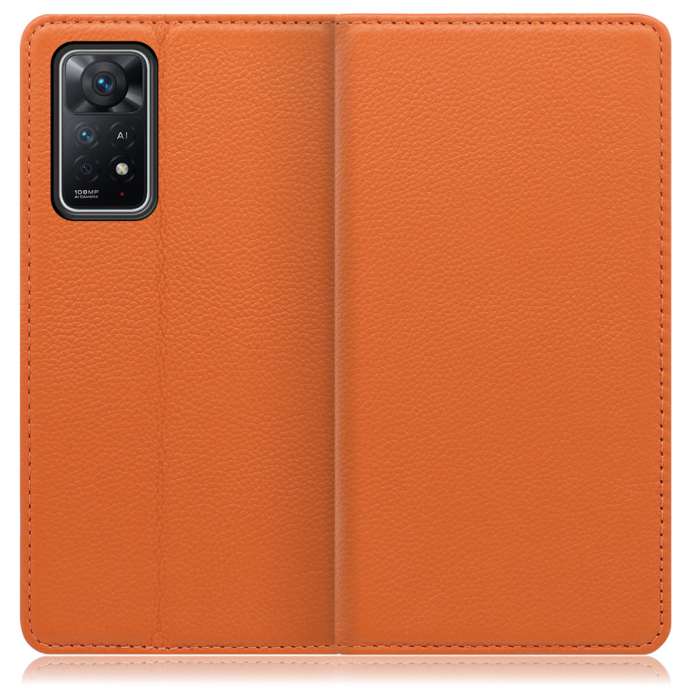 LOOF Pastel Xiaomi Redmi Note 11 Pro 5G 用 [オレンジ] 丈夫な本革 お手入れ不要 手帳型ケース カード収納 幅広ポケット ベルトなし