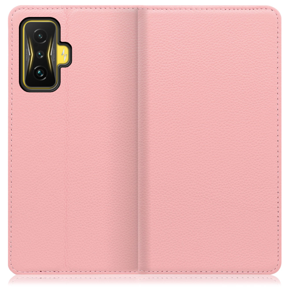 LOOF Pastel Series Xiaomi POCO F4 GT 用 [ピンク] 丈夫な本革 お手入れ不要 手帳型ケース カード収納 幅広ポケット ベルトなし