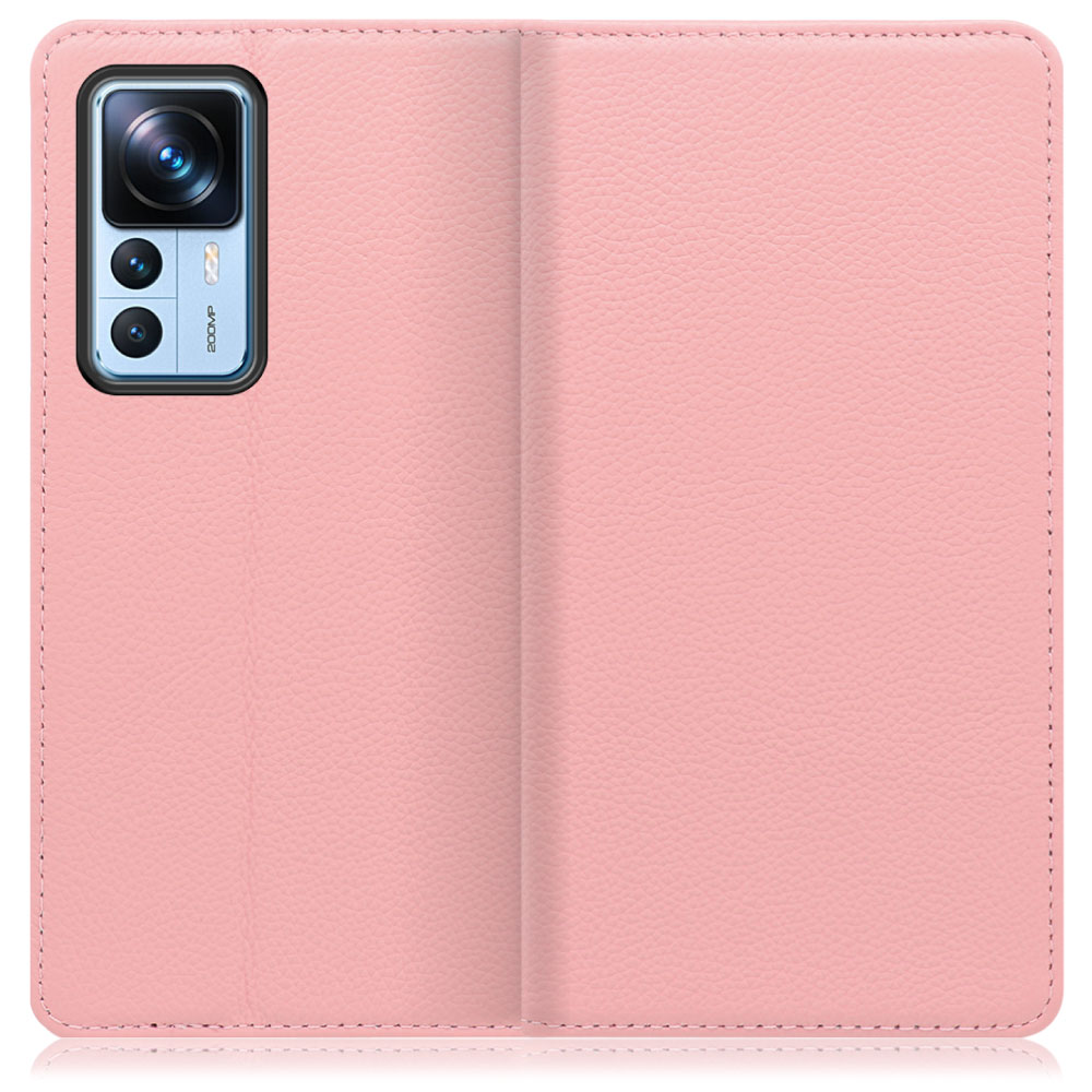 LOOF Pastel Series Xiaomi 12T Pro シャオミー 用 [ピンク] 丈夫な本革 お手入れ不要 手帳型ケース カード収納 幅広ポケット ベルトなし