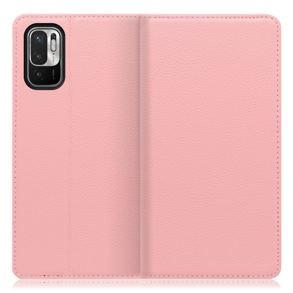 LOOF Pastel Xiaomi Redmi Note 10T / Xiaomi Redmi Note 10 JE / XIG02 用 [ピンク] 丈夫な本革 お手入れ不要 手帳型ケース カード収納 幅広ポケット ベルトなし