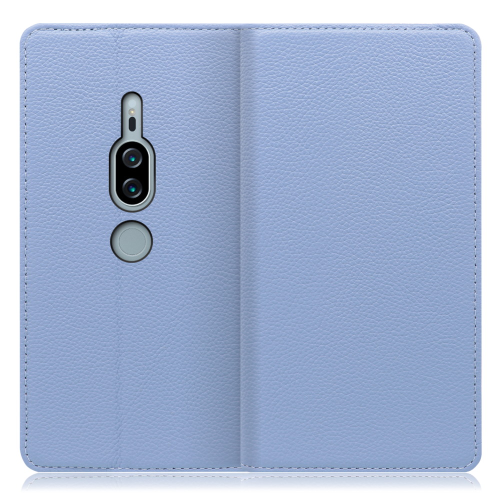 LOOF Pastel Xperia XZ2 Premium / SO-04K / SOV38 用 [ブルー] 丈夫な本革 お手入れ不要 手帳型ケース カード収納 幅広ポケット ベルトなし