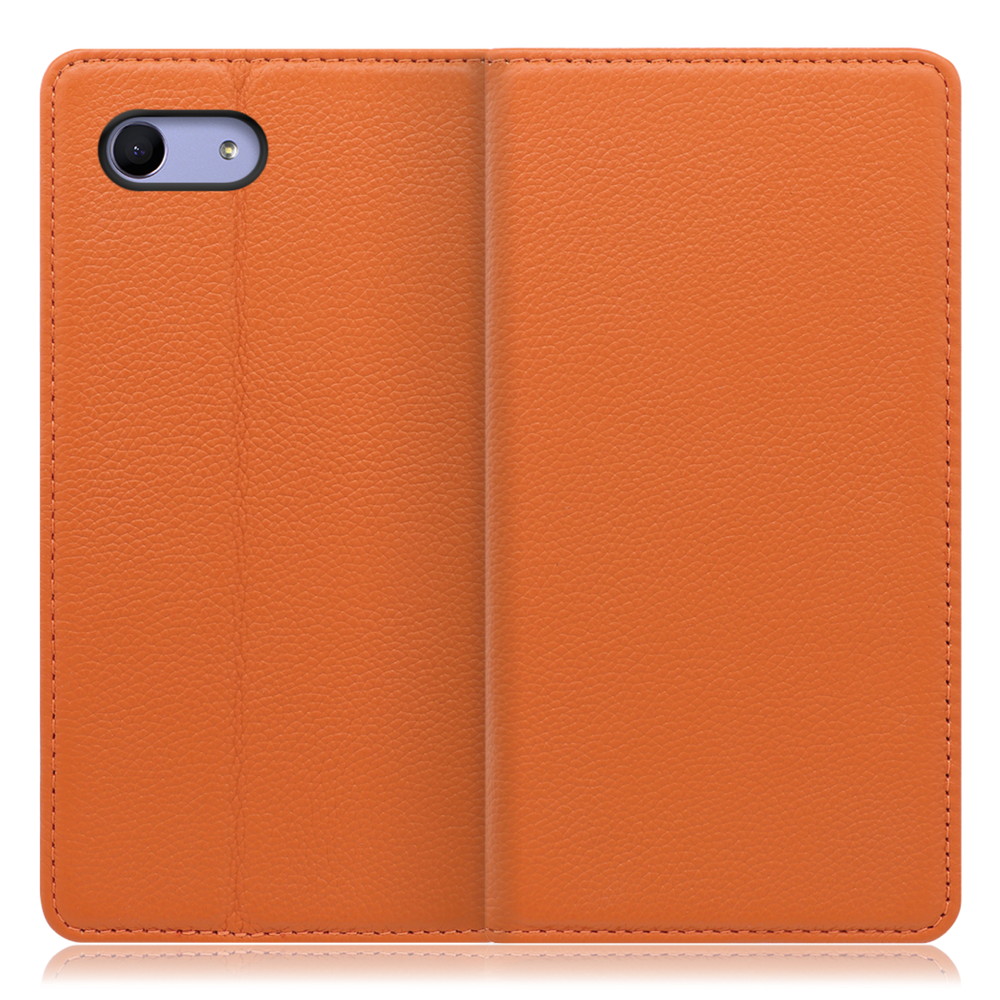 LOOF Pastel Xperia Ace / SO-02L 用 [オレンジ] 丈夫な本革 お手入れ不要 手帳型ケース カード収納 幅広ポケット ベルトなし