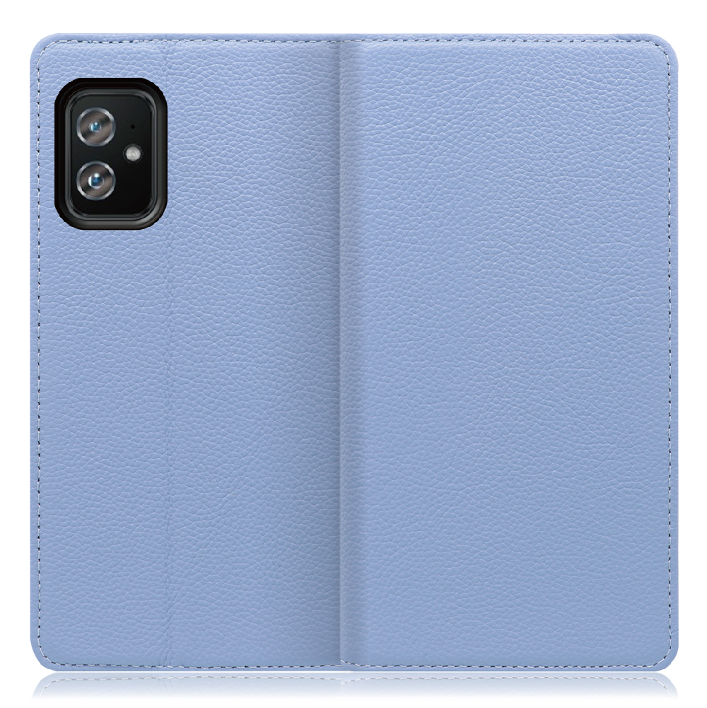 LOOF Pastel Zenfone 8 用 [ブルー] 丈夫な本革 お手入れ不要 手帳型ケース カード収納 幅広ポケット ベルトなし