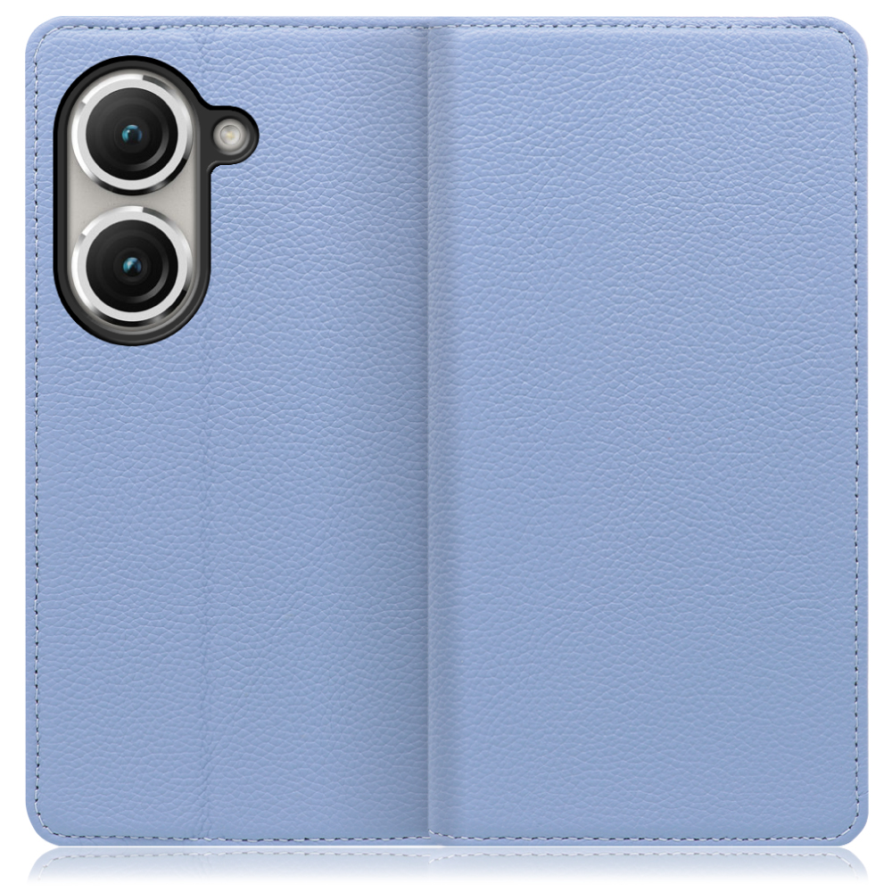 LOOF Pastel Series Zenfone 9 用 [ブルー] 丈夫な本革 お手入れ不要 手帳型ケース カード収納 幅広ポケット ベルトなし