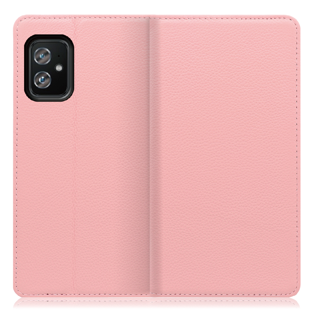 LOOF Pastel Zenfone 8 用 [ピンク] 丈夫な本革 お手入れ不要 手帳型ケース カード収納 幅広ポケット ベルトなし