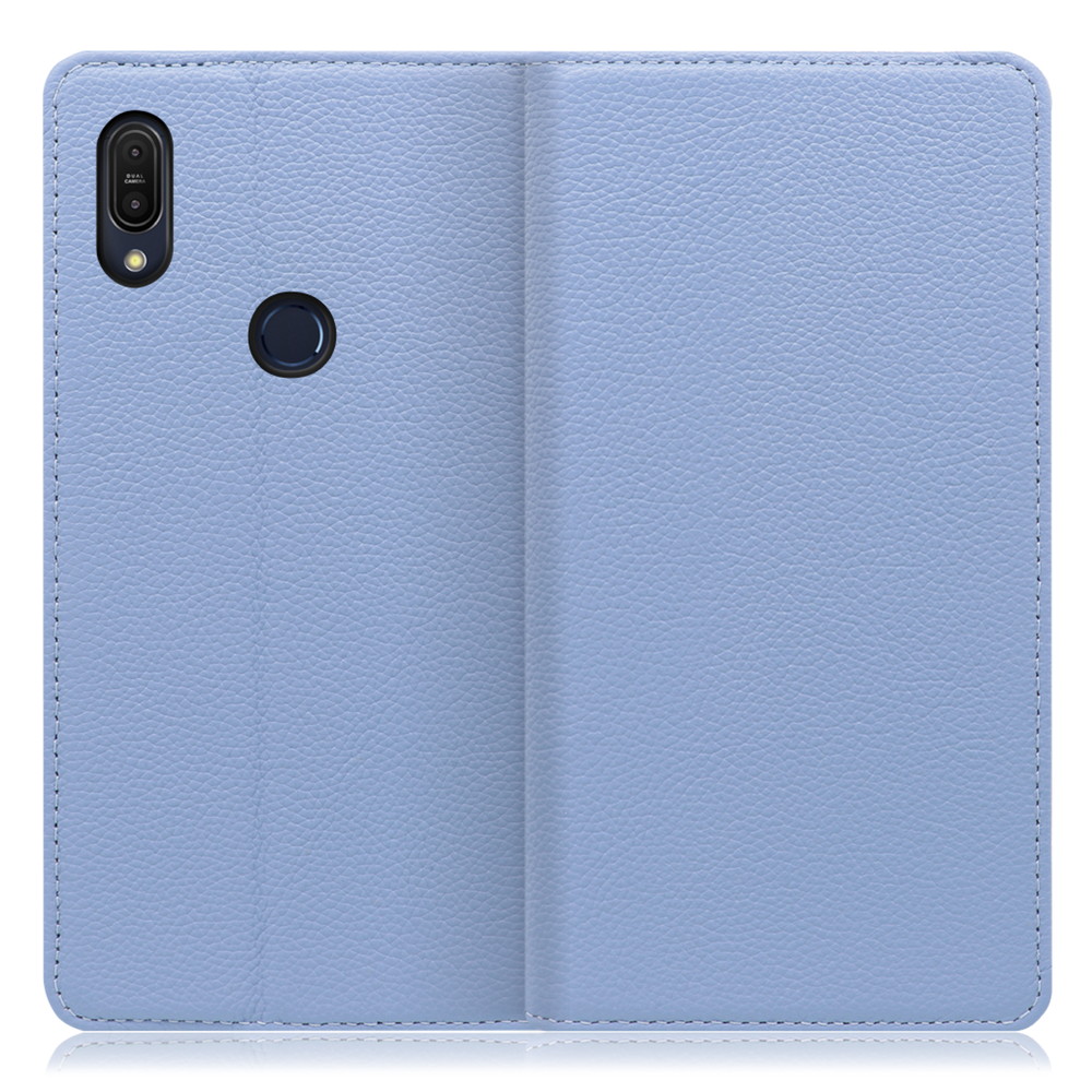 LOOF Pastel ZenFone Max Pro (M1) / ZB602KL 用 [ブルー] 丈夫な本革 お手入れ不要 手帳型ケース カード収納 幅広ポケット ベルトなし