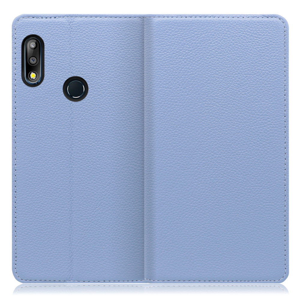 LOOF Pastel ZenFone Max Pro (M2) / ZB631KL 用 [ブルー] 丈夫な本革 お手入れ不要 手帳型ケース カード収納 幅広ポケット ベルトなし