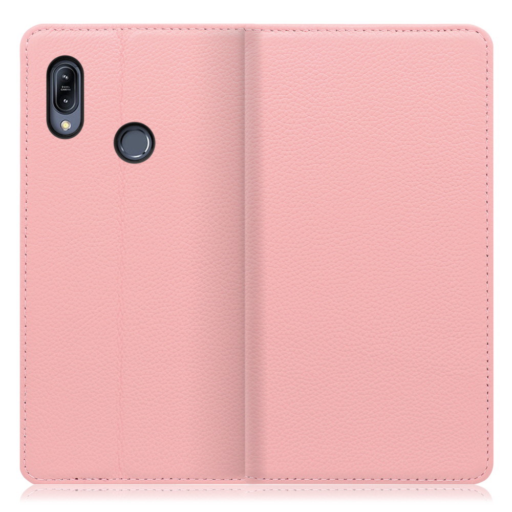 LOOF Pastel ZenFone Max (M2) / ZB633KL 用 [ピンク] 丈夫な本革 お手入れ不要 手帳型ケース カード収納 幅広ポケット ベルトなし