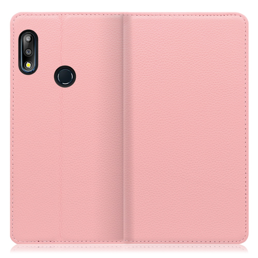 LOOF Pastel ZenFone Max Pro (M2) / ZB631KL 用 [ピンク] 丈夫な本革 お手入れ不要 手帳型ケース カード収納 幅広ポケット ベルトなし