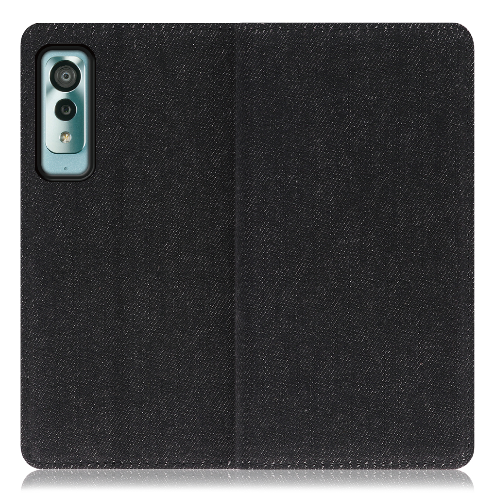 LOOF Denim Android One S8 / DIGNO WX / S8-KC / KC-S303 用 [ブラック] デニム 手帳型ケース カード収納付き ベルトなし