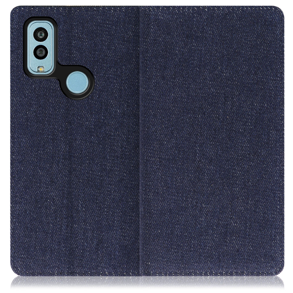 LOOF DENIM Android One S9 / DIGNO SANGA edition / S9-KC / KC-S304 用 [ブルー] デニム生地を使用 手帳型ケース カード収納付き ベルトなし