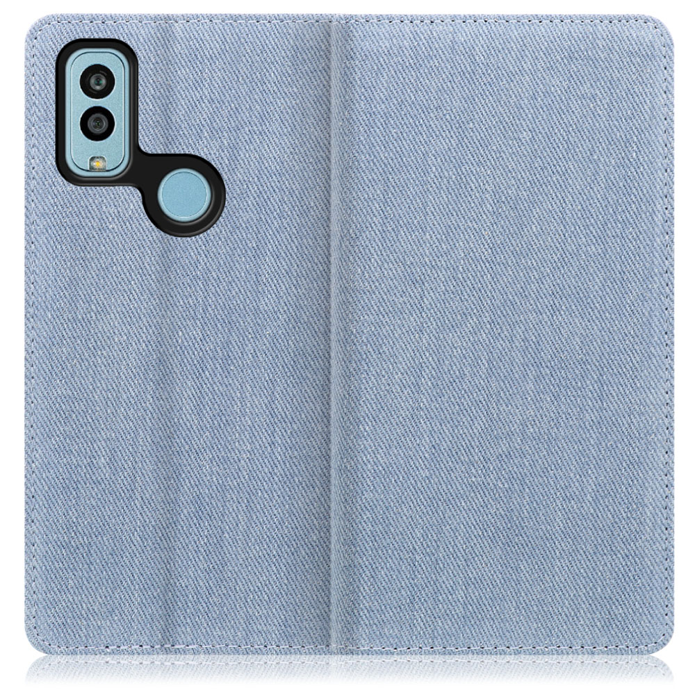 LOOF DENIM Android One S9 / DIGNO SANGA edition / S9-KC / KC-S304 用 [ライトブルー] デニム 手帳型ケース カード収納付き ベルトなし