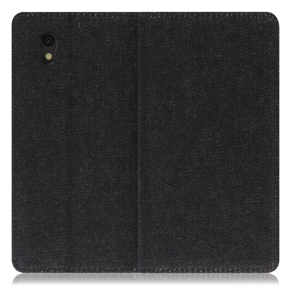 LOOF Denim Android One S3 用 [ブラック]デニム生地を使用 手帳型ケース カード収納付き ベルトなし