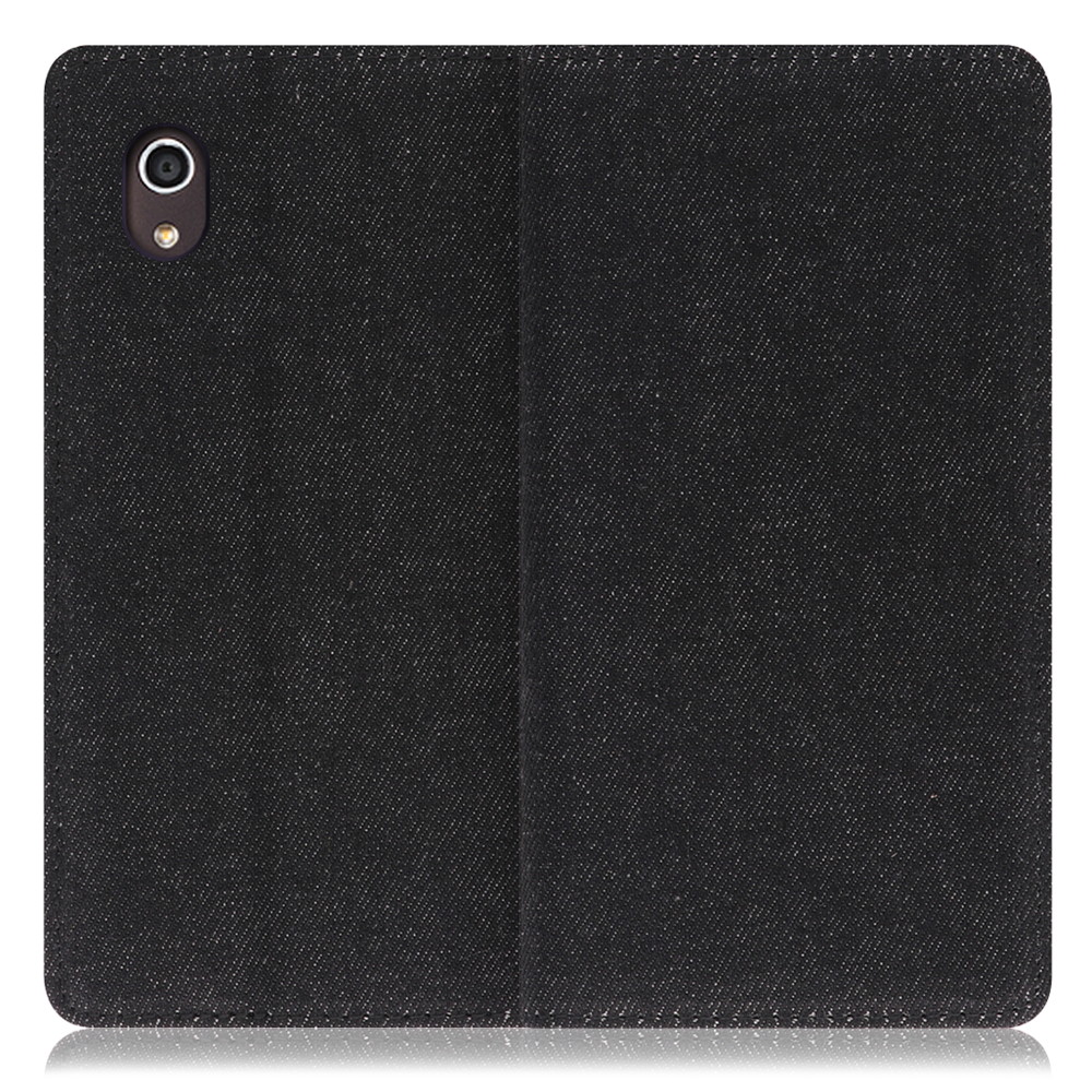 LOOF Denim Android One S4 用 [ブラック]デニム生地を使用 手帳型ケース カード収納付き ベルトなし