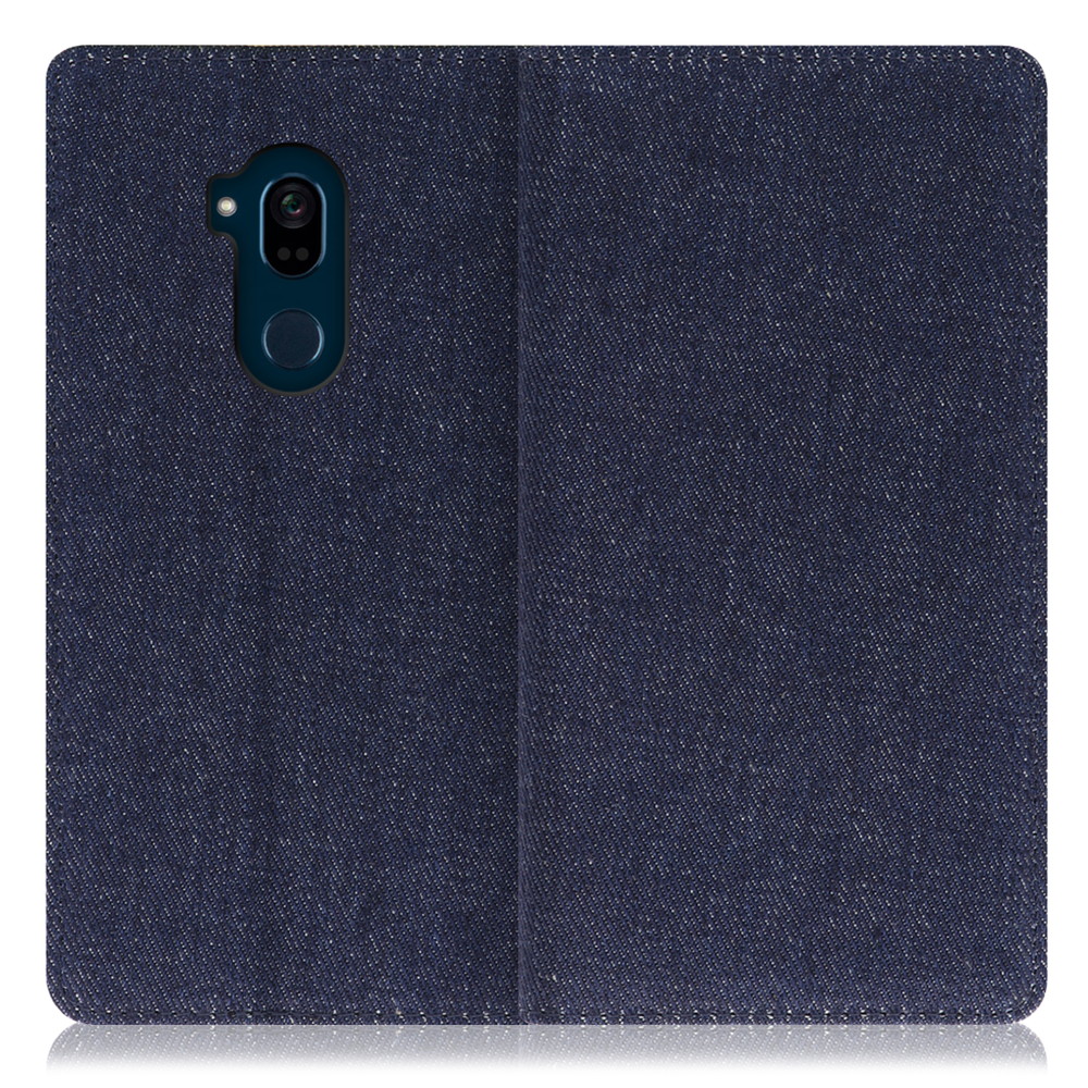 LOOF Denim Android One X5 用 [ブルー] デニム生地を使用 手帳型ケース カード収納付き ベルトなし