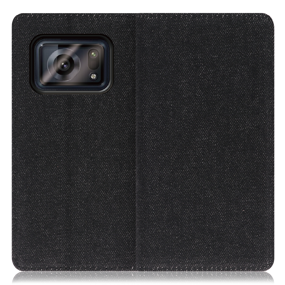 LOOF Denim Series AQUOS R6 SH-51B [ブラック]デニム生地を使用 手帳型ケース カード収納付き ベルトなし