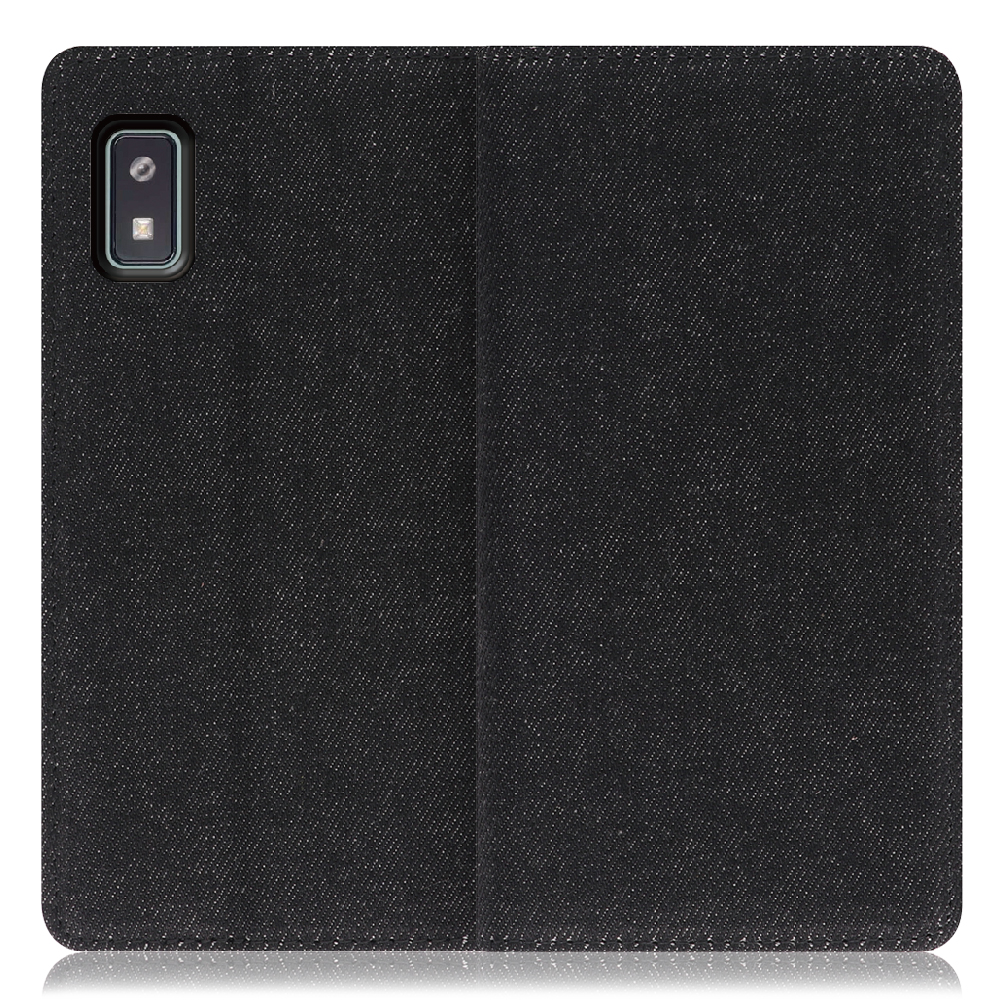 LOOF Denim Series AQUOS wish2 / wish [ブラック]デニム生地を使用 手帳型ケース カード収納付き ベルトなし