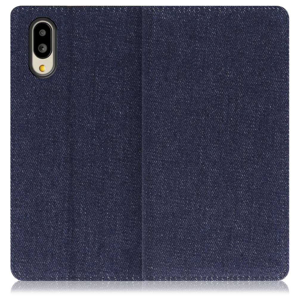 LOOF Denim Series AQUOS シンプルスマホ6 [ブルー] デニム生地を使用 手帳型ケース カード収納付き ベルトなし