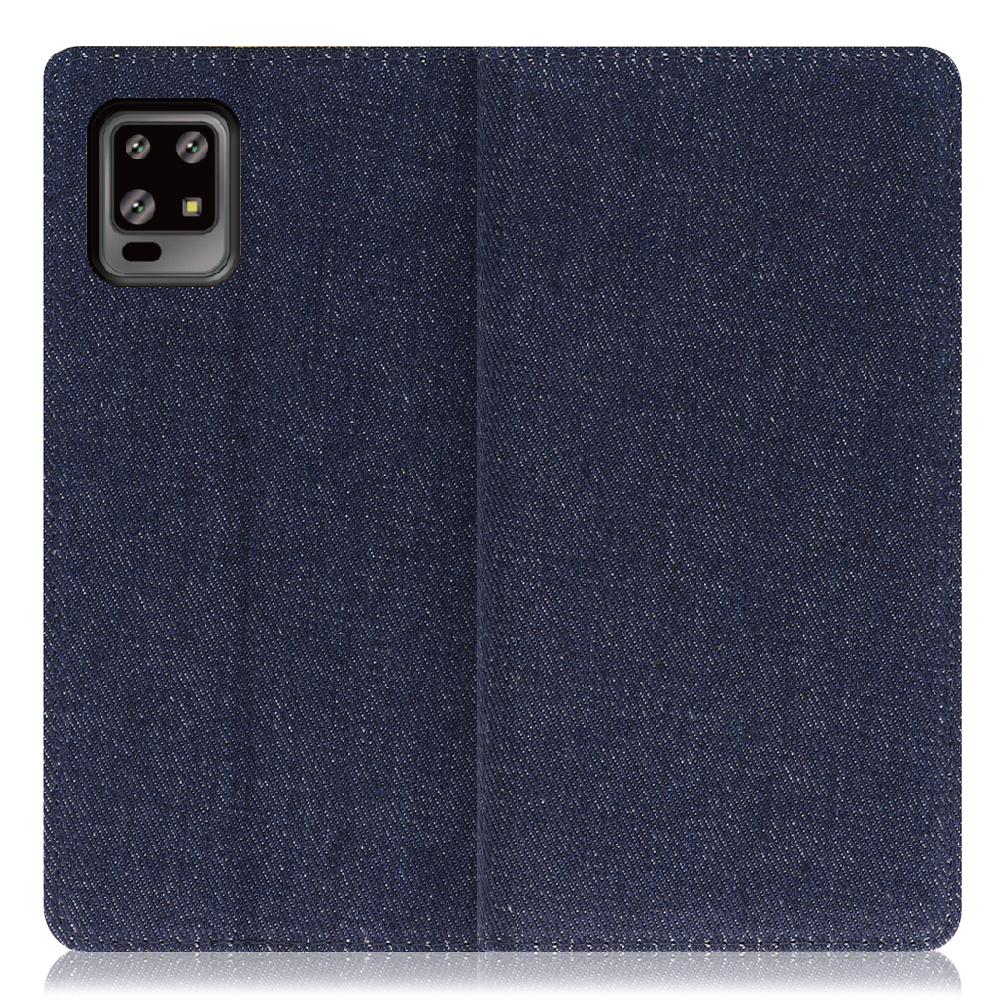LOOF Denim Series AQUOS zero6 SHG04 [ブルー] デニム生地を使用 手帳型ケース カード収納付き ベルトなし
