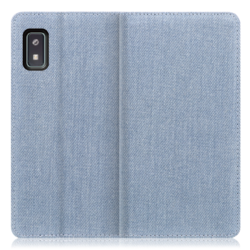 LOOF Denim Series AQUOS wish2 / wish [ライトブルー] デニム 手帳型ケース カード収納付き ベルトなし