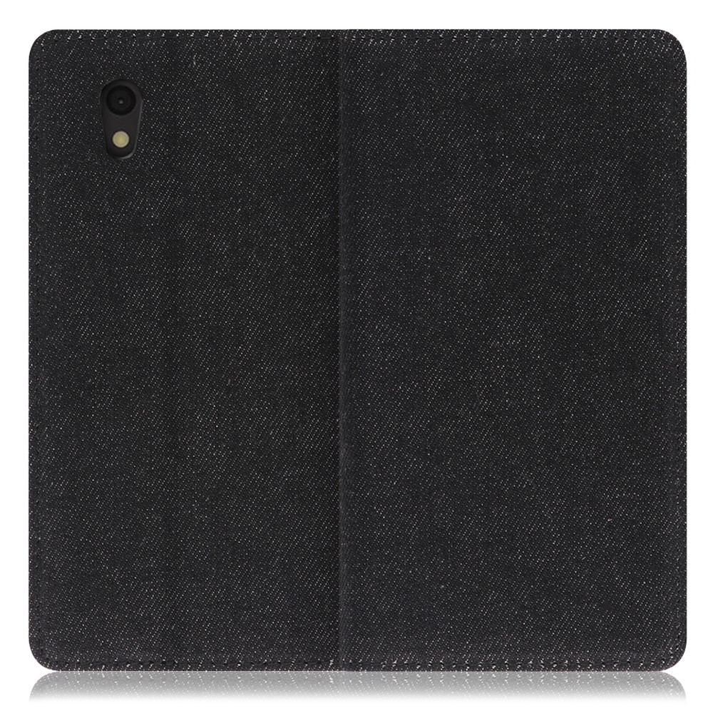 LOOF Denim AQUOS sense / sense lite / sense basic / SH-01K / SHV40 / SH-M05 / 702SH 用 [ブラック]デニム生地を使用 手帳型ケース カード収納付き ベルトなし