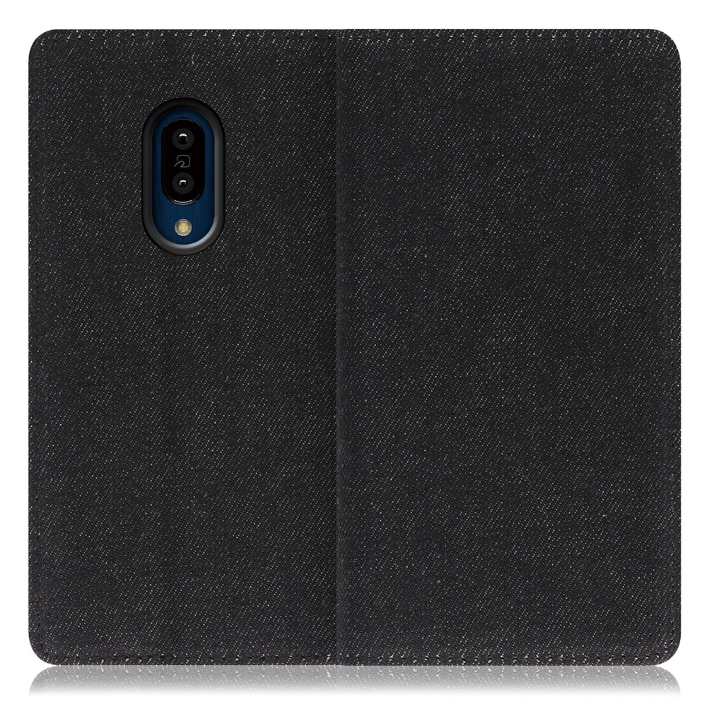 LOOF Denim AQUOS zero2 / SH-01M / SHV47 用 [ブラック]デニム生地を使用 手帳型ケース カード収納付き ベルトなし