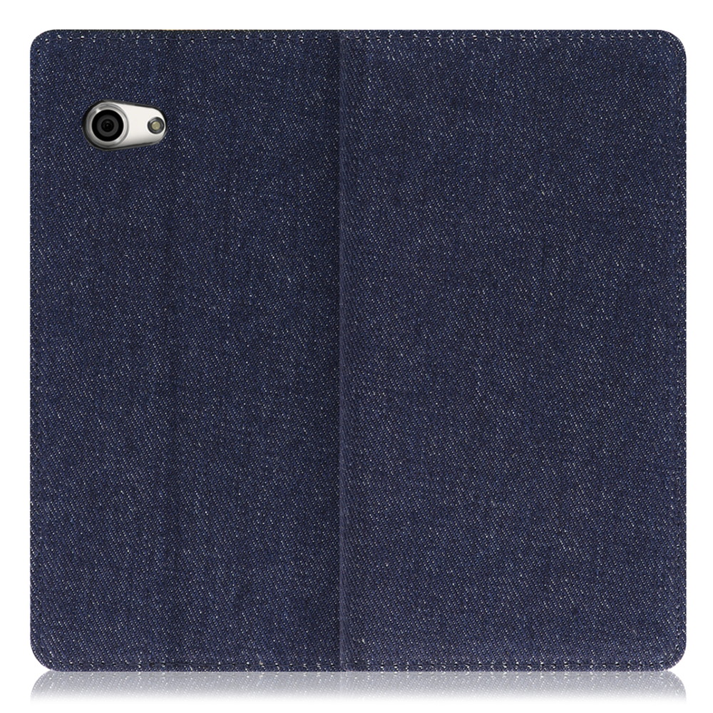 LOOF Denim AQUOS R compact / SH-M06 / SHV41 用 [ブルー] デニム生地を使用 手帳型ケース カード収納付き ベルトなし