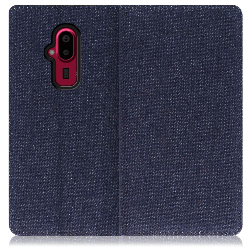 LOOF Denim FUJITSU らくらくスマートフォン F-52B 用 [ブルー] [ブルー] デニム生地を使用 手帳型ケース カード収納付き ベルトなし