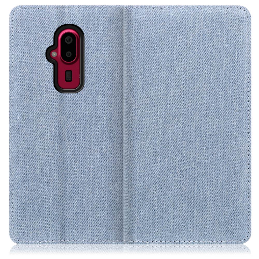 LOOF Denim FUJITSU らくらくスマートフォン F-52B 用 [ライトブルー] [ライトブルー] デニム 手帳型ケース カード収納付き ベルトなし