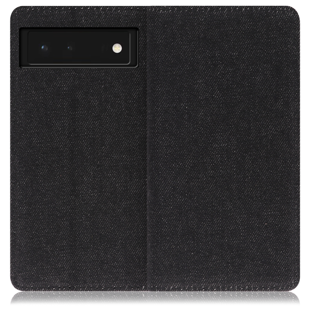LOOF Denim Series Google Pixel 6 [ブラック]デニム生地を使用 手帳型ケース カード収納付き ベルトなし