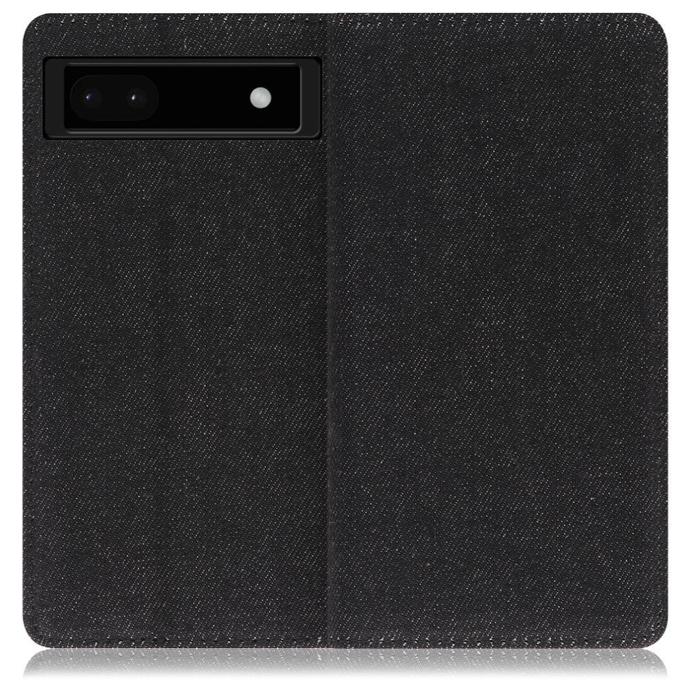 LOOF Denim Series Google Pixel 6a 用 [ブラック]デニム生地を使用 手帳型ケース カード収納付き ベルトなし