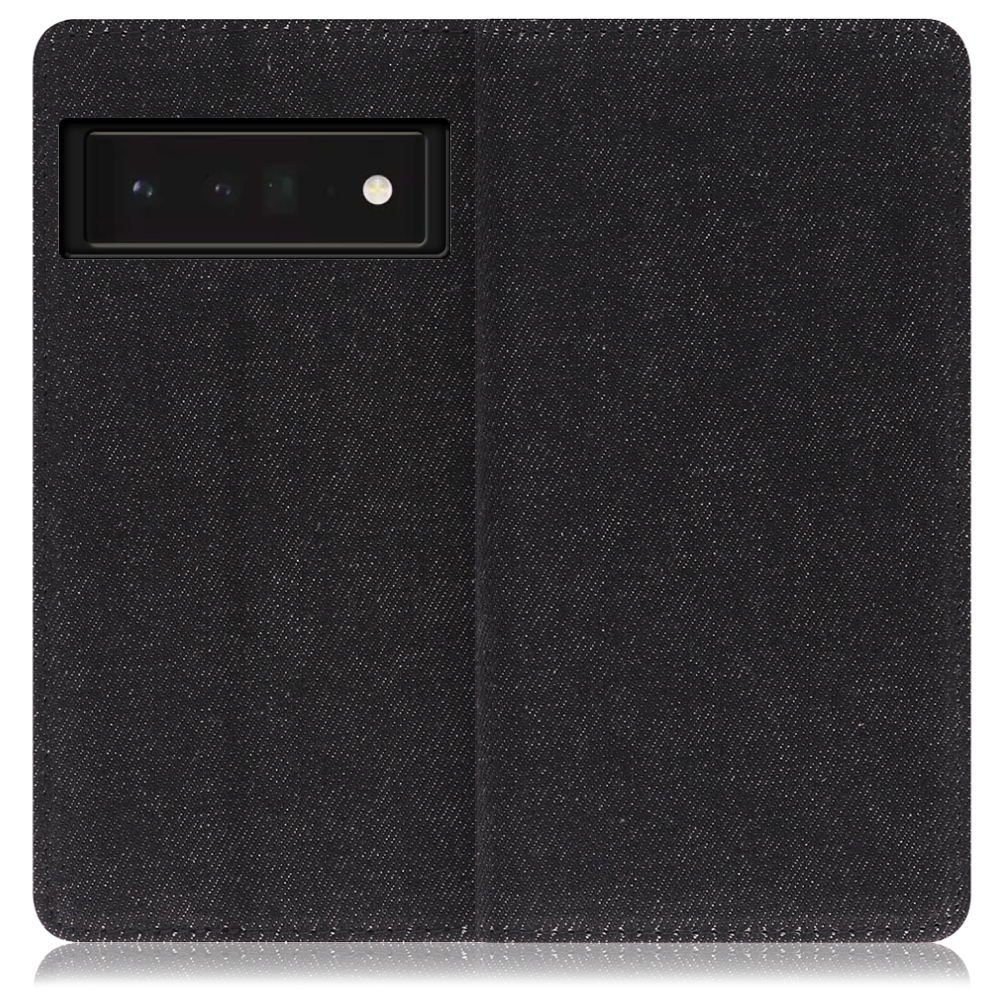 LOOF Denim Series Google Pixel 6 Pro [ブラック]デニム生地を使用 手帳型ケース カード収納付き ベルトなし