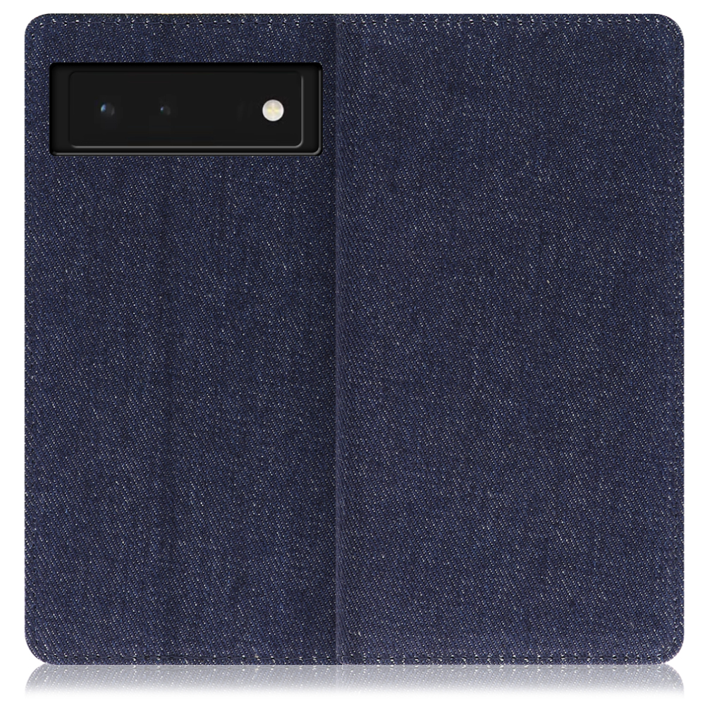 LOOF Denim Series Google Pixel 6 [ブルー] デニム生地を使用 手帳型ケース カード収納付き ベルトなし