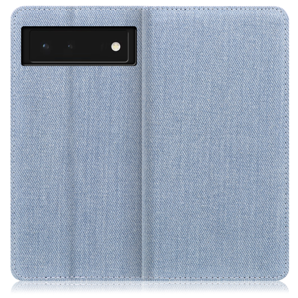 LOOF Denim Series Google Pixel 6 [ライトブルー] デニム 手帳型ケース カード収納付き ベルトなし